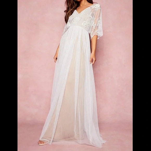 Boohoo | Dresses | Boho Occasion Wedding Bridesmaid Hand Embellished Kimono Mesh Maxi | Poshmark Boohoo | Dresses | Boho Occasion Wedding Bridesmaid Hand Embellished Kimono Mesh Maxi | Poshmark